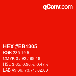 Color code: HEX #EB1305 | qconv.com