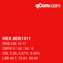 Color code: HEX #EB1311 | qconv.com