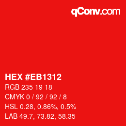 Color code: HEX #EB1312 | qconv.com