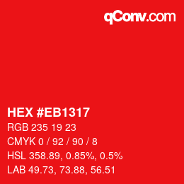 Color code: HEX #EB1317 | qconv.com
