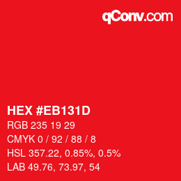 Color code: HEX #EB131D | qconv.com