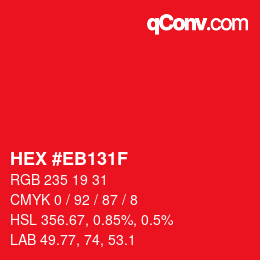 Color code: HEX #EB131F | qconv.com