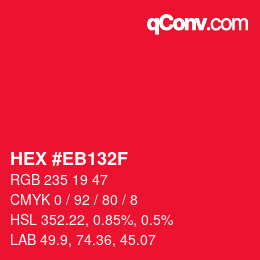 Color code: HEX #EB132F | qconv.com