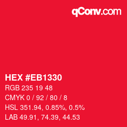 Farbcode: HEX #EB1330 | qconv.com