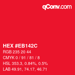 Color code: HEX #EB142C | qconv.com