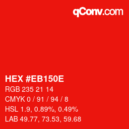 Color code: HEX #EB150E | qconv.com