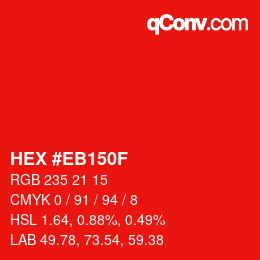 Color code: HEX #EB150F | qconv.com