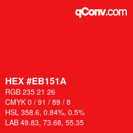 Color code: HEX #EB151A | qconv.com