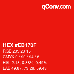 Color code: HEX #EB170F | qconv.com