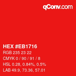 Color code: HEX #EB1716 | qconv.com