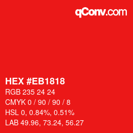 Color code: HEX #EB1818 | qconv.com