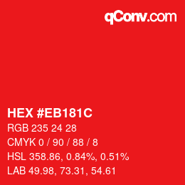 Color code: HEX #EB181C | qconv.com