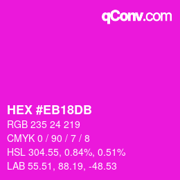 Color code: HEX #EB18DB | qconv.com
