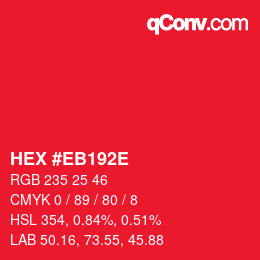 Color code: HEX #EB192E | qconv.com