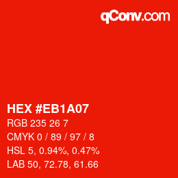 Color code: HEX #EB1A07 | qconv.com