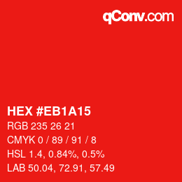 Color code: HEX #EB1A15 | qconv.com