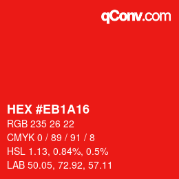 Color code: HEX #EB1A16 | qconv.com