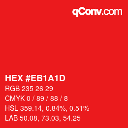 Color code: HEX #EB1A1D | qconv.com