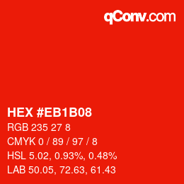 Color code: HEX #EB1B08 | qconv.com