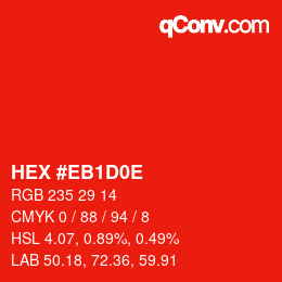 Color code: HEX #EB1D0E | qconv.com