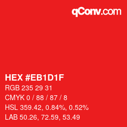 カラーコード: HEX #EB1D1F | qconv.com