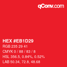 Color code: HEX #EB1D29 | qconv.com