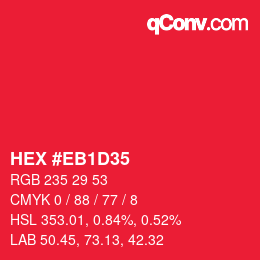 Color code: HEX #EB1D35 | qconv.com
