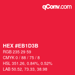 Color code: HEX #EB1D3B | qconv.com