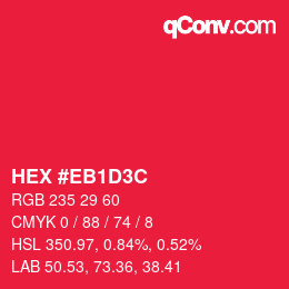 Farbcode: HEX #EB1D3C | qconv.com