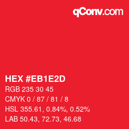 颜色代码: HEX #EB1E2D | qconv.com