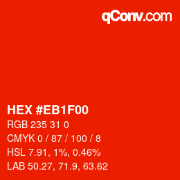 Color code: HEX #EB1F00 | qconv.com