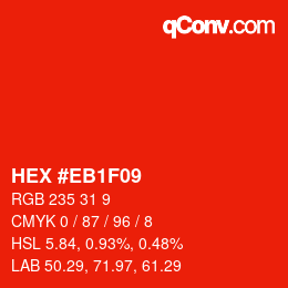Color code: HEX #EB1F09 | qconv.com
