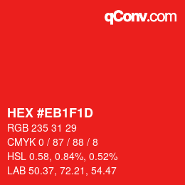 カラーコード: HEX #EB1F1D | qconv.com