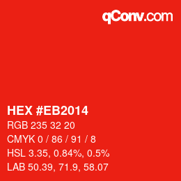 颜色代码: HEX #EB2014 | qconv.com
