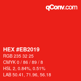 Color code: HEX #EB2019 | qconv.com