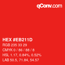 Color code: HEX #EB211D | qconv.com