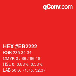 Color code: HEX #EB2222 | qconv.com