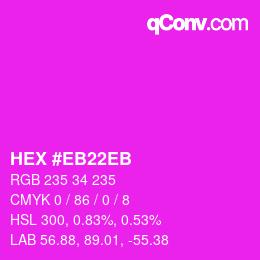 Color code: HEX #EB22EB | qconv.com