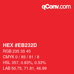 Color code: HEX #EB232D | qconv.com