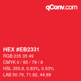 Color code: HEX #EB2331 | qconv.com