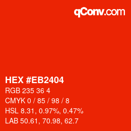 Color code: HEX #EB2404 | qconv.com