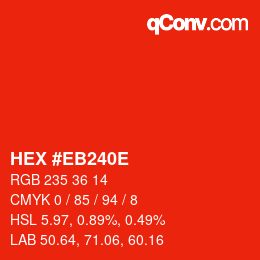 Color code: HEX #EB240E | qconv.com
