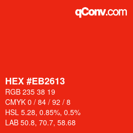 Farbcode: HEX #EB2613 | qconv.com