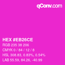 Color code: HEX #EB26CE | qconv.com