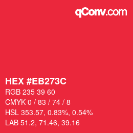 Color code: HEX #EB273C | qconv.com