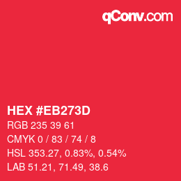 Color code: HEX #EB273D | qconv.com