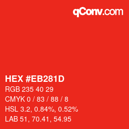 Color code: HEX #EB281D | qconv.com