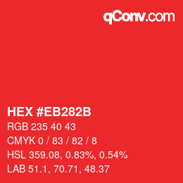 Color code: HEX #EB282B | qconv.com