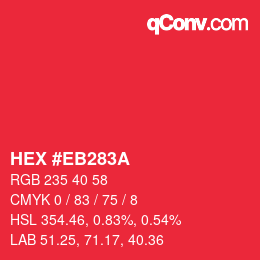 Color code: HEX #EB283A | qconv.com