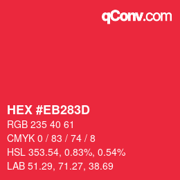 Color code: HEX #EB283D | qconv.com